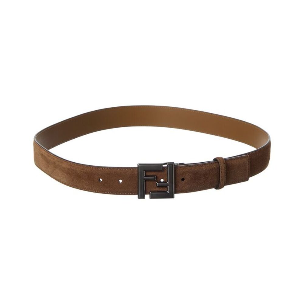 Fendi Ff Logo Suede Belt, Brown